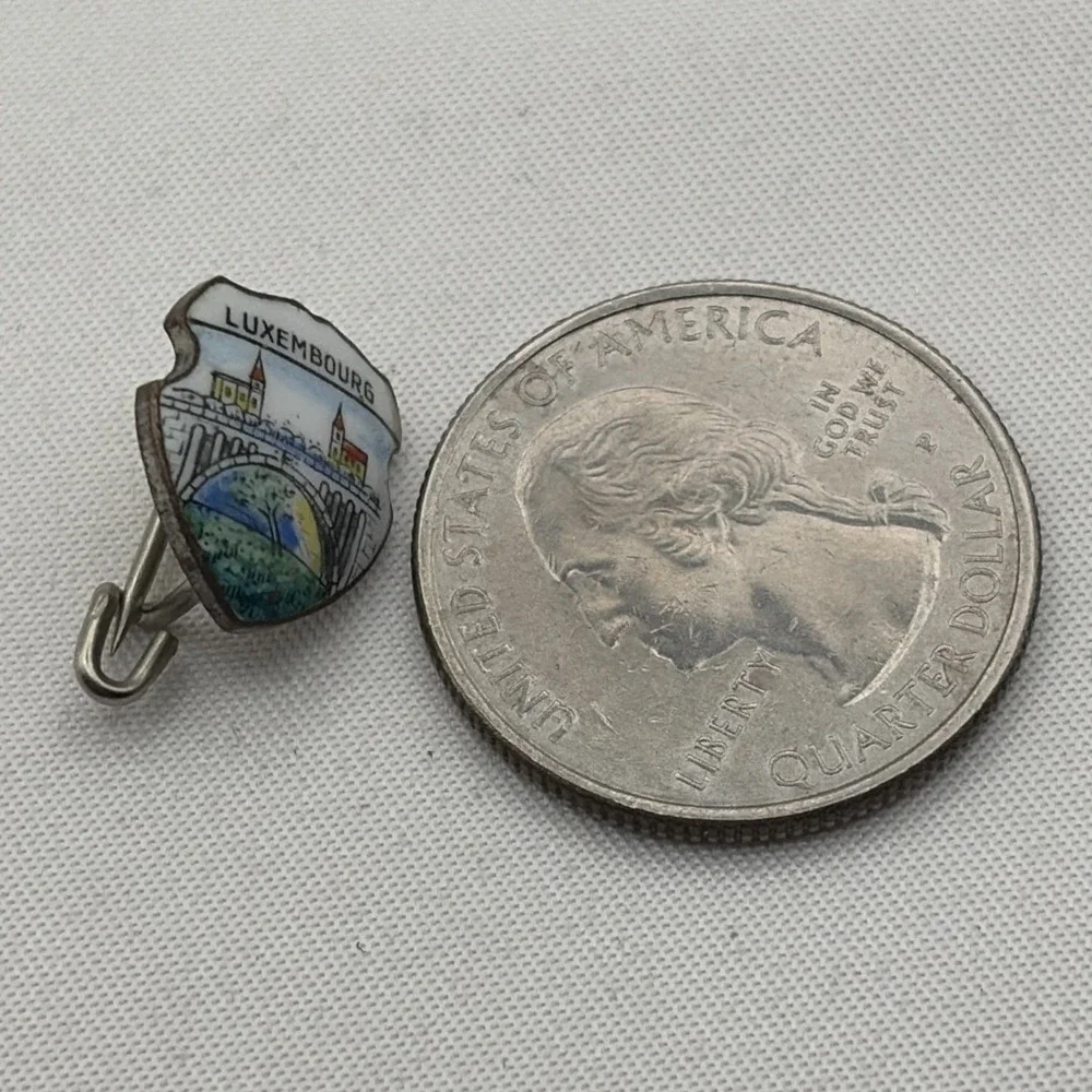 Vintage Luxembourg Shield Crest Tiny Lapel Hat Pin